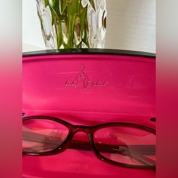 BABY PHAT Eyeglass Case Hard Hinged Clamshell Black Pink Interior/Silver Logo - Picture 7 of 12